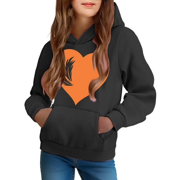 Kids Girls Boys Halloween Pullover Hoodie Unisex Fleece Top Jacket PE School Sweat Hoodie Casual Fashion Black 7-8 Years