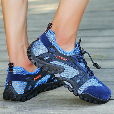 HAOTAGS Men s Outdoor Sport Sneakers Colorful Slip On Comfortable Lightweight Shoes Blue Size 10