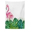 thumbnail image 3 of Ambesonne Tropical Tablecloth Rectangular Table Cover, Exotic Nature Flamingo, 60"x84", Green Pink Blue, 3 of 4