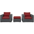 thumbnail image 4 of Modern Contemporary Urban Design Outdoor Patio Balcony Garden Furniture Lounge Sectional Sofa Set, Sunbrella Rattan Wicker, Grey Red, 4 of 6