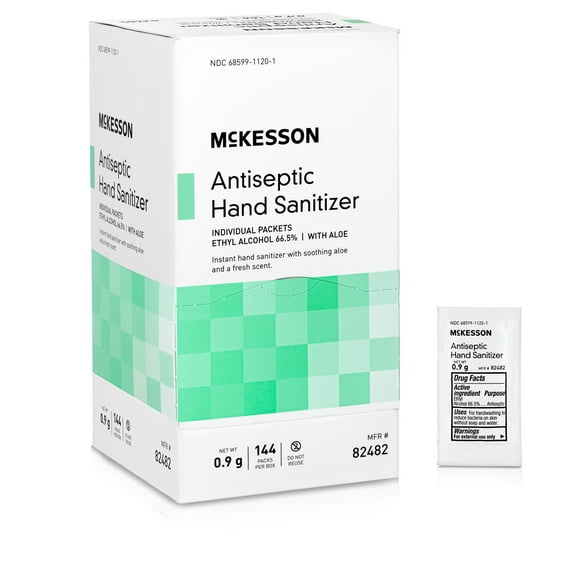 McKesson Hand Sanitizer with Aloe Vera - Fresh Scent, Individual Packets, 144 Count, 1 Pack