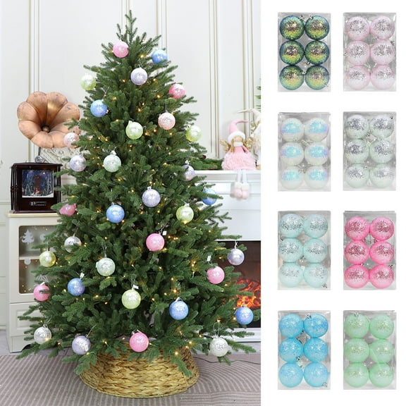 Moocorvic Mint Green Ball Ornament 6Pcs, 2.4 Inch Glitter Christmas Shatterproof Tree Decorations for Xmas Trees Wedding Party Holiday Decorations