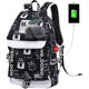 thumbnail image 2 of Backpack for teenage girls, middle school students, outdoor backpack with USB charging port, white, black., 2 of 5