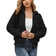 thumbnail image 1 of Abrigo Esponjoso Manga Larga Bolsillos En Los Puños Con Cremallera Cuello Vuelto Chaqueta Esponjosa Para Mujer Negro L, 1 of 6