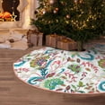 thumbnail image 4 of Salouo Fairy Flower Christmas Tree Skirt 48" Farmhouse Christmas Decorations Snowman Xmas Tree Skirt Tree Mat for Holiday Party Decor, 4 of 8