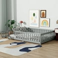 thumbnail image 3 of PAPROOS Full Floor Bed Frame, Wood Floor Platform Bed with Fence and Door, No Box Spring Needed, Modern Full Size Montessori Floor Bed for Little Girls Boys, Playhouse Bed Frame, Gray, 3 of 7
