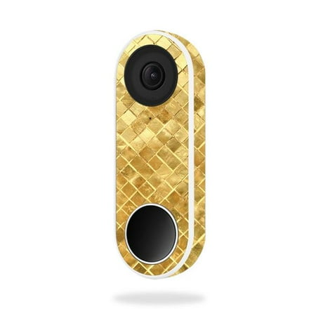 MightySkins NEHEL-Gold Tiles Skin for Nest Hello Video Doorbell - Gold Tiles