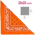 thumbnail image 3 of BASICO 12pk Orange Paisley Bandana Face Covering | 100% Cotton Bandana for Men Women | Face Bandana Headband, 3 of 6