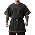 thumbnail image 2 of JOANKDMI Mens Medieval Tunic Shirt Short Sleeve Renaissance Viking Costume Lace-Up V-Neck Pirate Top Retro Peasant Blouse for Halloween LARP Cosplay Festival, S-5XL, 2 of 6