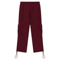 thumbnail image 6 of Ltctricy Boys' Cargo Sweatpants Elastic Waist Drawstring Straight Leg Casual Athletic Workout Trousers Children Jogger Pants(Wine,13-14 Years), 6 of 7