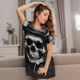thumbnail image 3 of Pofeuu Black White Hat Skull Print Women's Loose Fit Short Sleeve Nightgown, Comfortable Sleep Dress for Women, Casual Lounge Sleepwear, Soft Cotton Sleep Dress, 3 of 6