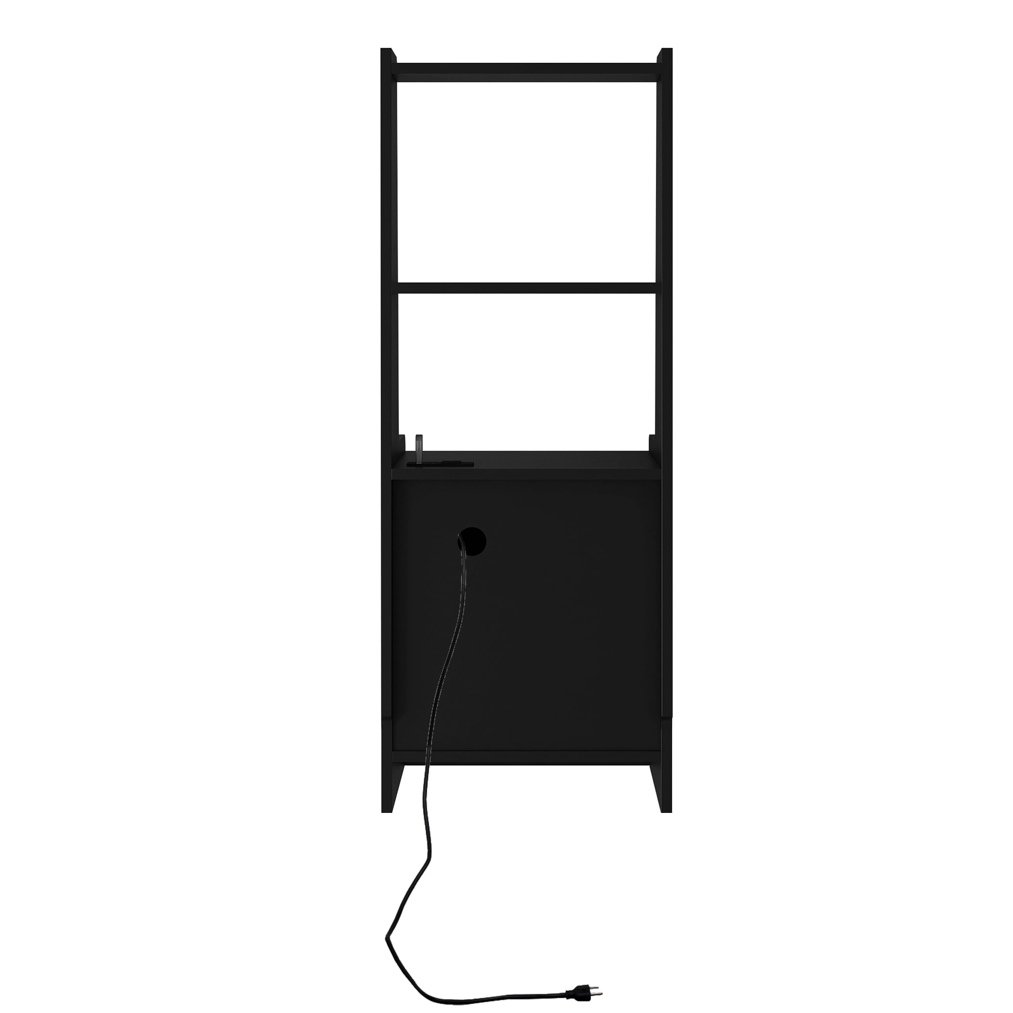 Nightstand with Charging Station, Voice Controlled 7-Color Night Light, Lockable Storage Cabinet & Open Bookshelf, Bedside End Table for Bedroom