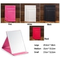 thumbnail image 3 of Protable PU Leather Mirror Folding Desktop Makeup Mirror with Adjustable Stand for Personal Use,Travelling (S, Pink), 3 of 5