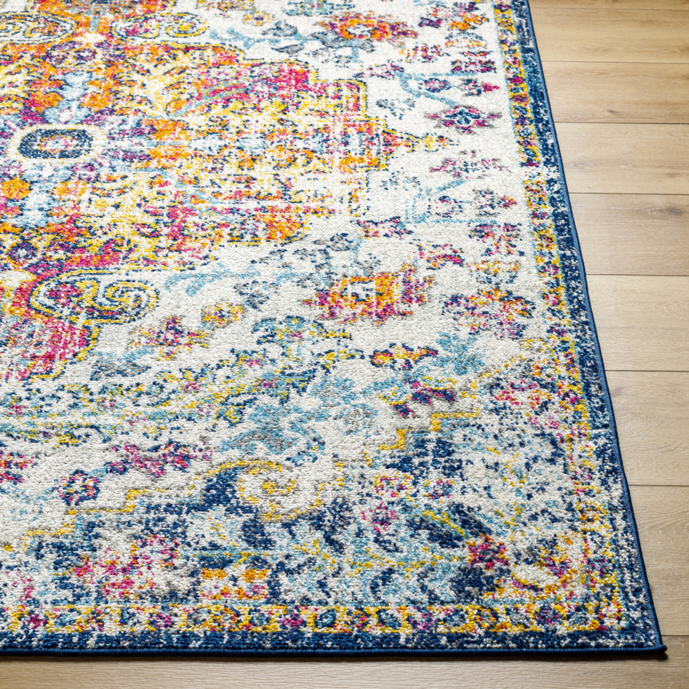 Livabliss Harput Vintage Medallion Area Rug,5'3" x 7'3",Orange/Navy