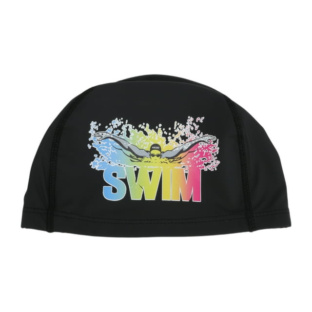 Gorro de natación de patrón de letras elástico de PU tejido único 1 Pc negro