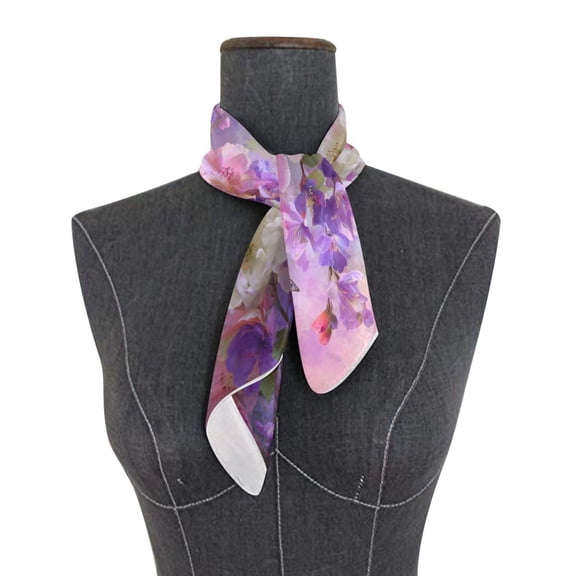 Square Scarf 24x24 Inch Beautiful Spring Flowers Silky Satin Sun Protection Neck Scarf for Women Multi-Purpose Head Wrap Bandana for Hair Bag Decoration