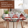 thumbnail image 4 of Grey Christmas Round Tablecloth, Fitted Table Cover with Elastic for 45"-54" Round Tables, Gnomes Xmas Tree Poinsettia Eucalyptus Table Cloth Outdoor Indoor Dinning Party Waterproof Tablecloths, 4 of 7