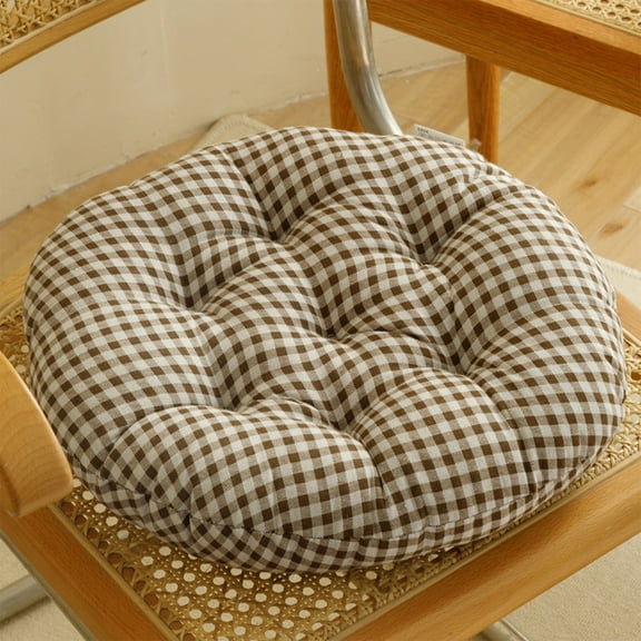 EazyTech Cotton-Linen Round Cushion for Tatami Floor Chair - 16x16 Inch Summer Thickened Chair Futon Pad, Support Multi-Scenario Home Decor Khaki
