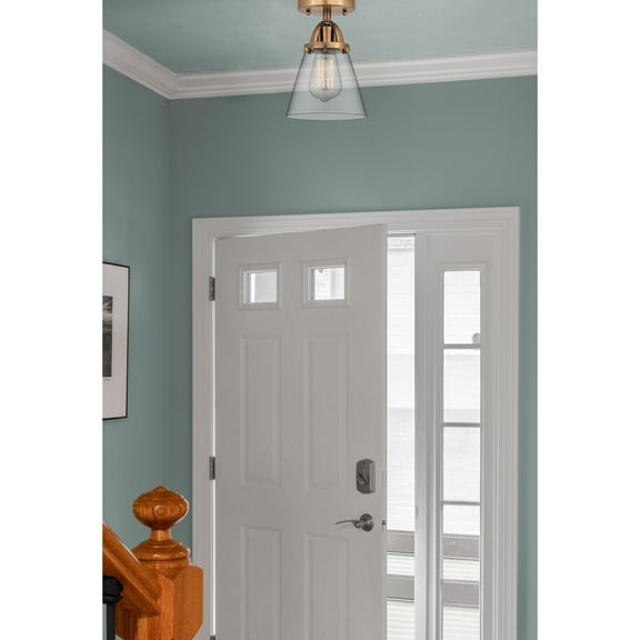 Innovations Lighting Nouveau 2 Cone - 1 Light 6" Semi-Flush Mount Clear/Antique Copper