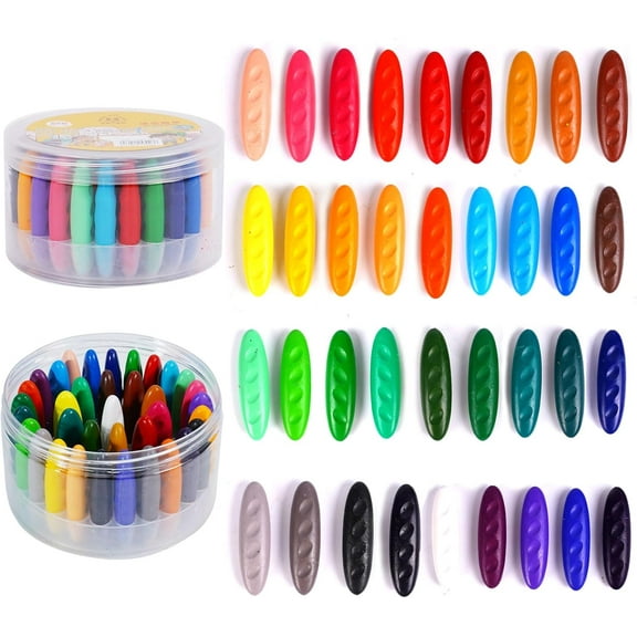 Washable Crayons, 12Pcs Easy to Grip Peanut Shape Crayon, 36 Colors