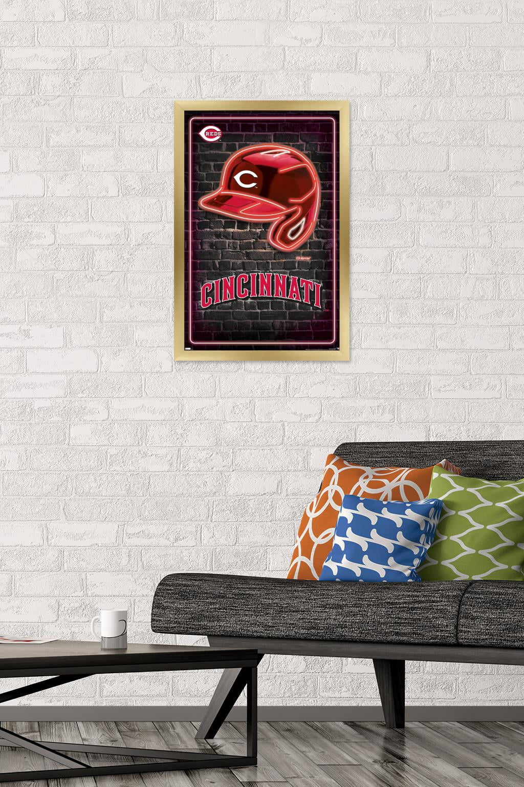 MLB Cincinnati Reds - Neon Helmet 23 Wall Poster, 14.725" x 22.375" Framed