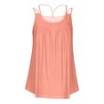 thumbnail image 6 of Women's Camisole Tops Fashion Double Spaghetti Strap Pleated Tank Top Summer Lightweight Sleeveless T-Shirts Casual Loose U-Neck Blouses Long Vest Top, 6 of 7