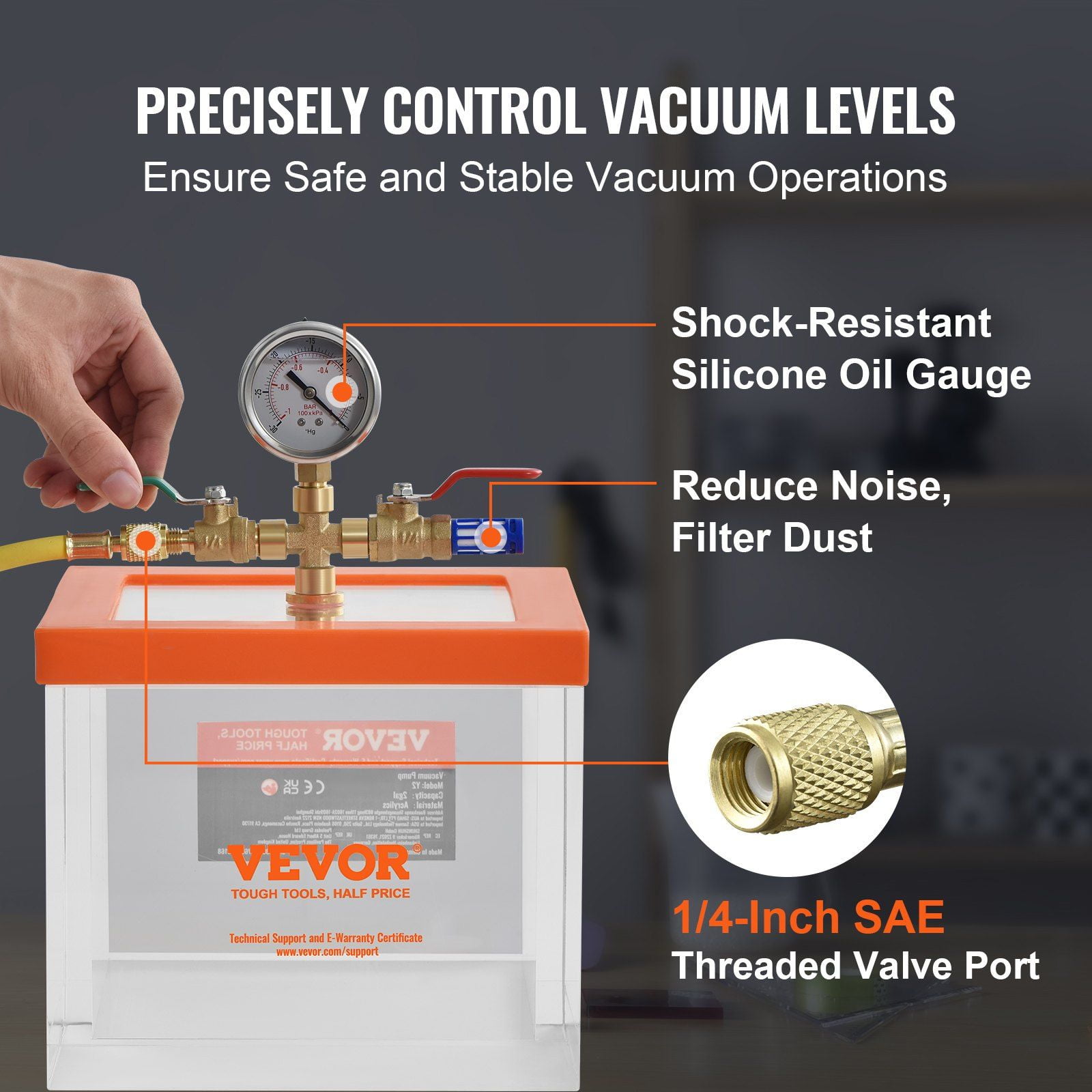 2-Gal Clear Vacuum Degassing Chamber - Multi-Use for Epoxy Resin, Silica Gel, Gypsum - High-Strength Acrylic
