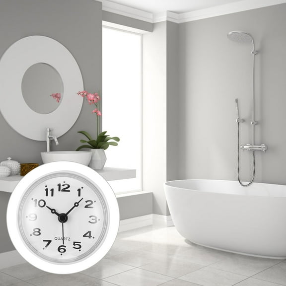 WHAMVOX  Hanging Clock Bath for Bathroom Small Wall Mounted White Silent Travel