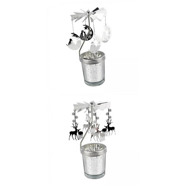 Portavelas Giratorio de Metal de 2 Piezas, Portavelas, Portavelas, Portavelas para Festival, Restaurante, Mesa, Adorno de Navidad Estilo D