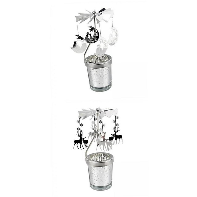 GUOOL 2Pieces Romantic Rotary Candle Holder Tea Light Holder for Christmas Restaurant D