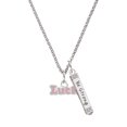 thumbnail image 1 of Delight Jewelry Pink ''Luck'' with Heart Silvertone Be Strong and Courageous Bar Charm Necklace, 23", 1 of 4