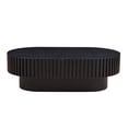 thumbnail image 2 of LiviNest Black Oval Coffee Table: Modern Compact Furniture for Small Apartments - Sturdy MDF Base with Textured Wood Surface & Ribbed Edge Design for Living Room & Office Use, 2 of 6