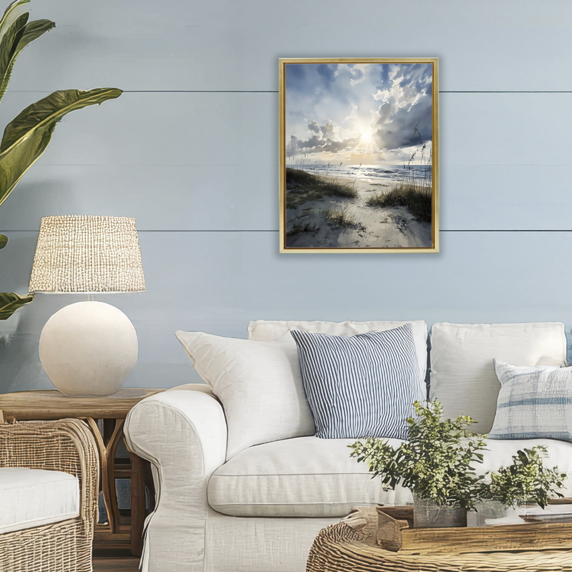 Stupell Industries Sunshine On The Beach Gold Framed Floater Canvas Wall Art, design by Franklyn Gregory