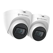 Amcrest 2-Pack 5MP UltraHD Outdoor Security IP Turret PoE Camera with Mic/Audio, 5-Megapixel, 98ft NightVision, 2.8mm Lens, IP67 Weatherproof, MicroSD Recording (256GB), 2PACK-IP5M-T1179EW-28MM White