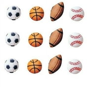 Football, Baseball, Basketball, & Soccer Sugar Edible Decorations - 12 Count