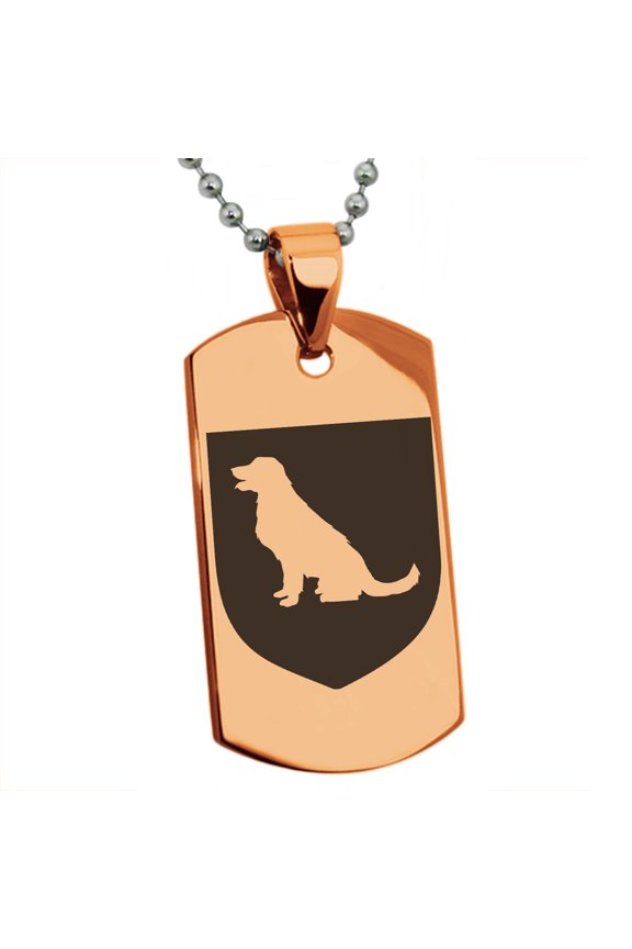 Stainless Steel Dog Loyalty Coat of Arms Shield Engraved Dog Tag Pendant Necklace