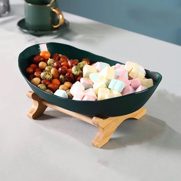 Fruit Tray, Light Luxurious Snack Tray Plate Rack Round Edges for Restaurant