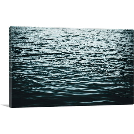 ARTCANVAS Dark Water Waves Ocean Lake Rectangle Canvas Art Print - Size: 18" x 12" (0.75" Deep)