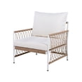 thumbnail image 5 of Patio Furniture Sets 3-Piece Bohemian Outdoor Furniture Set with 2 Lounge Chairs & Glass Top Side Table - Handwoven Rope & Powder-Coated Steel Frame - Waterproof Cushions Patio Conversation Set for G, 5 of 15