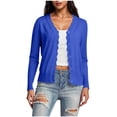 thumbnail image 2 of Birthday Gifts! BiZtdJrK Women's Button Down Knit Shrugs Sweater Solid Casual Long Sleeve V-Neck Cardigans Fall Going Out Tops Blue XL, 2 of 9