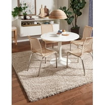 Rugs.com Solid Shag Collection Rug – 8 Ft Square Taupe Shag Rug Perfect For Living Rooms, Kitchens, Entryways