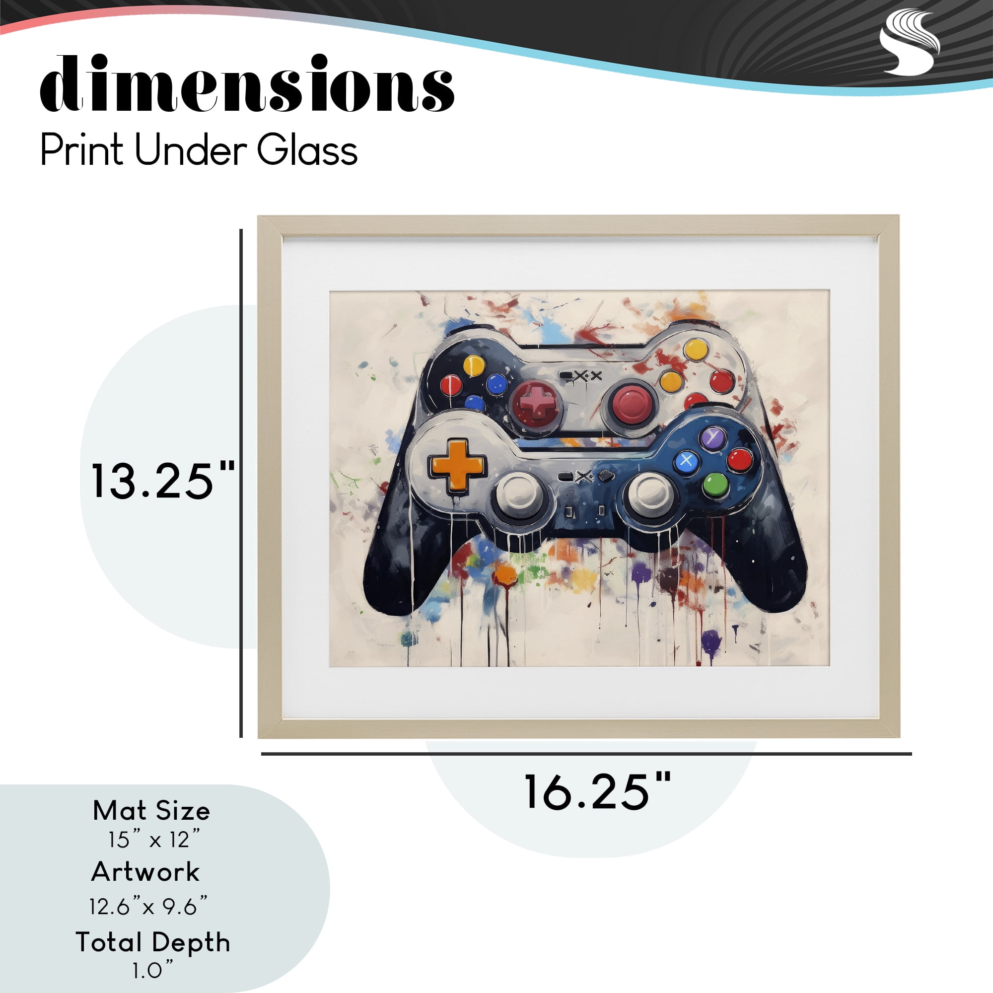 Stupell Industries Joystick Journeys Controller Duo Birch Framed Print Under Glass, design by Lazar Studio