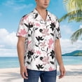thumbnail image 2 of Lsque Lilies Flowers pattern Hawaiian Shirt for Men, Unisex Summer Beach Casual Short Sleeve Button Down Shirts-Medium, 2 of 9