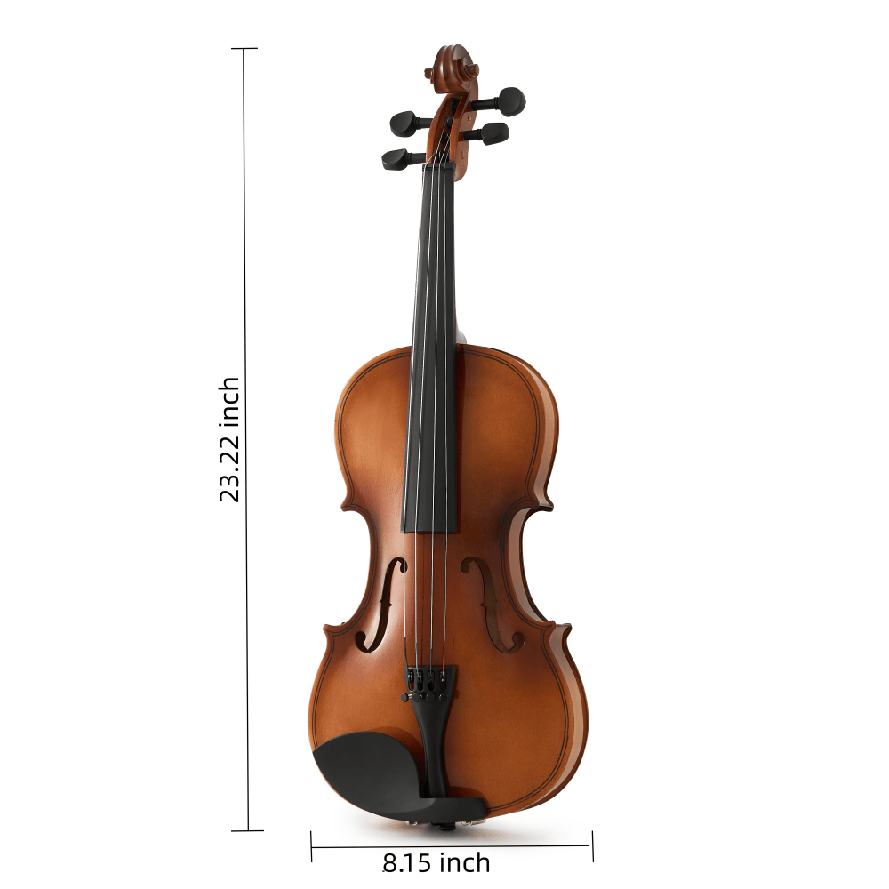 Tcbosik 4/4 Full Size Acoustic Violin Set with Case, Fiddle Starter Kit with Bow, Bridge, String, Clip-on Tuner and Shoulder Rest, Brown+Natural