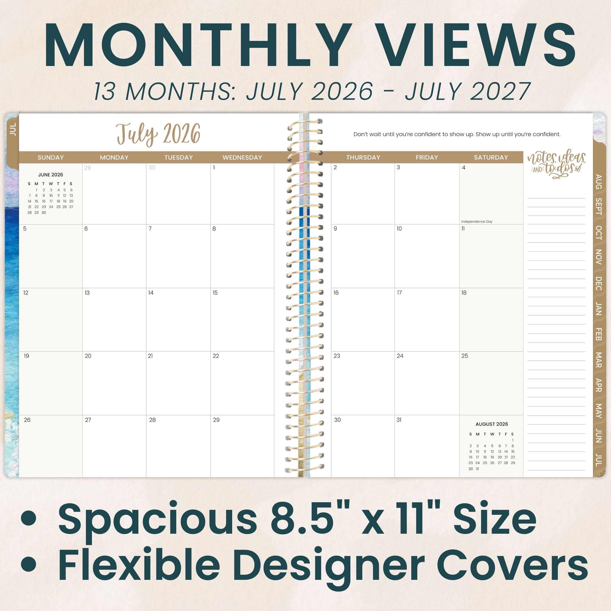 bloom daily planners 2026-2027 Academic Planner, 13 Month Monthly & Weekly, 8.5" x 11" Soft Cover, Stickers Included, Coastal Calm