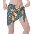 thumbnail image 3 of Kll Blue Floral Print Women'S Sarong Coverups Short Bathing Suit Wrap Skirt Beach Wrap Swimsuit Cover Ups, 3 of 7