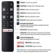 Voice Remote Control for TCL Android TV, Replacement Remote RC802V for TCL TVs with Google Voice Function, Netflix, YouTube Buttons