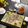 thumbnail image 3 of Sunflower Floral Placemats Set of 4, Farmhouse Pastoral Daisy Bees Brown Wood Placemats for Dining Table, Place Mats for Kitchen Tabletop, Waterproof Wipeable Dining Table Mats Set, 3 of 9