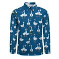 thumbnail image 5 of Cartoon Geese With Xmas Mens Long Sleeve Button Down Shirts, Casual Men's Button Up Shirt with Pocket, 5 of 6
