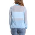 thumbnail image 3 of CAMISA MESH TRANSPARENTE DE PUNTA CON CUELLO PARA MUJER INSPIRADA CHIC DE MANGA LARGA Y BOTONES TAMAÑO XL AZUL CLARO, 3 of 6